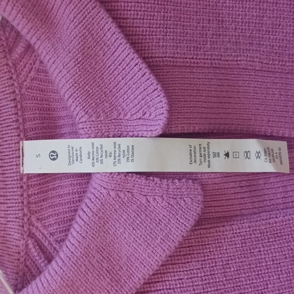 Lululemon Collared Merino Wool-Blend Sweater in Dahlia Mauve, Size S - Picture 11 of 14